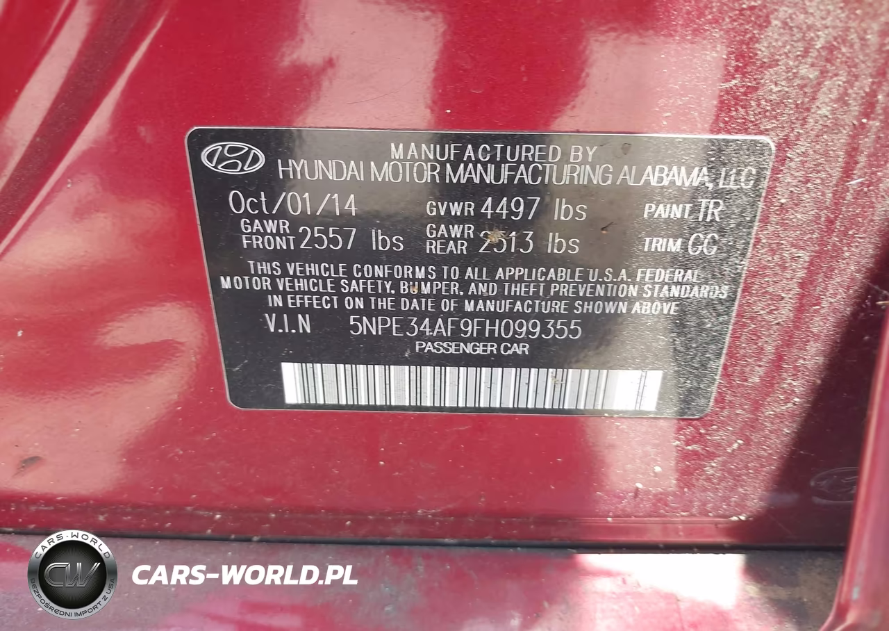 2015 Hyundai Sonata Sport VIN:5NPE34AF9FH099355 - 9