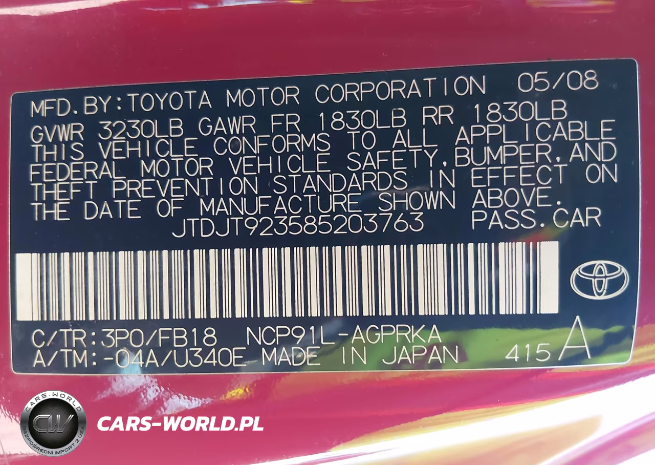 2008 Toyota Yaris VIN:JTDJT923585203763 - 9