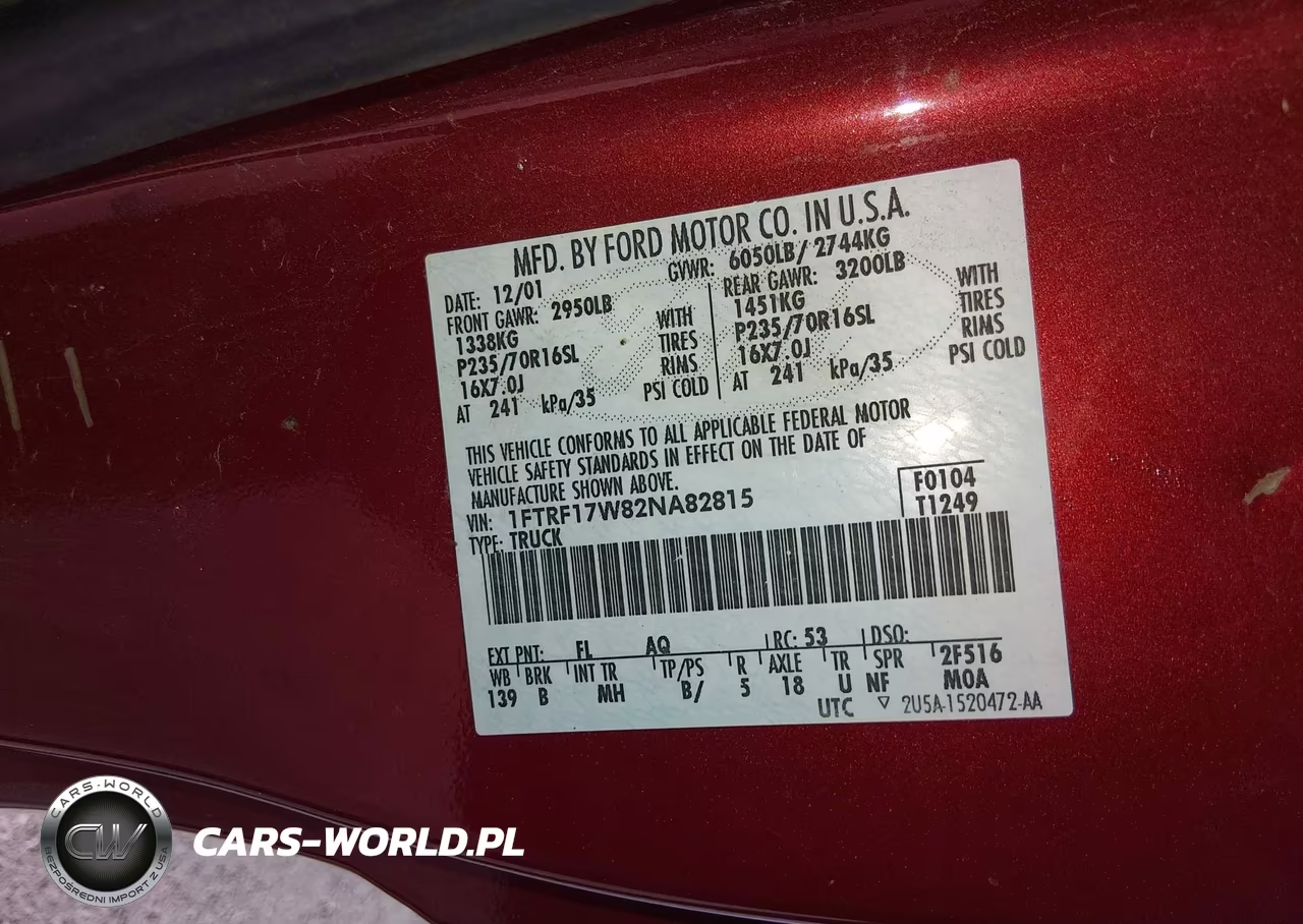 2002 Ford F-150 Xl-Xlt VIN:1FTRF17W82NA82815 - 9