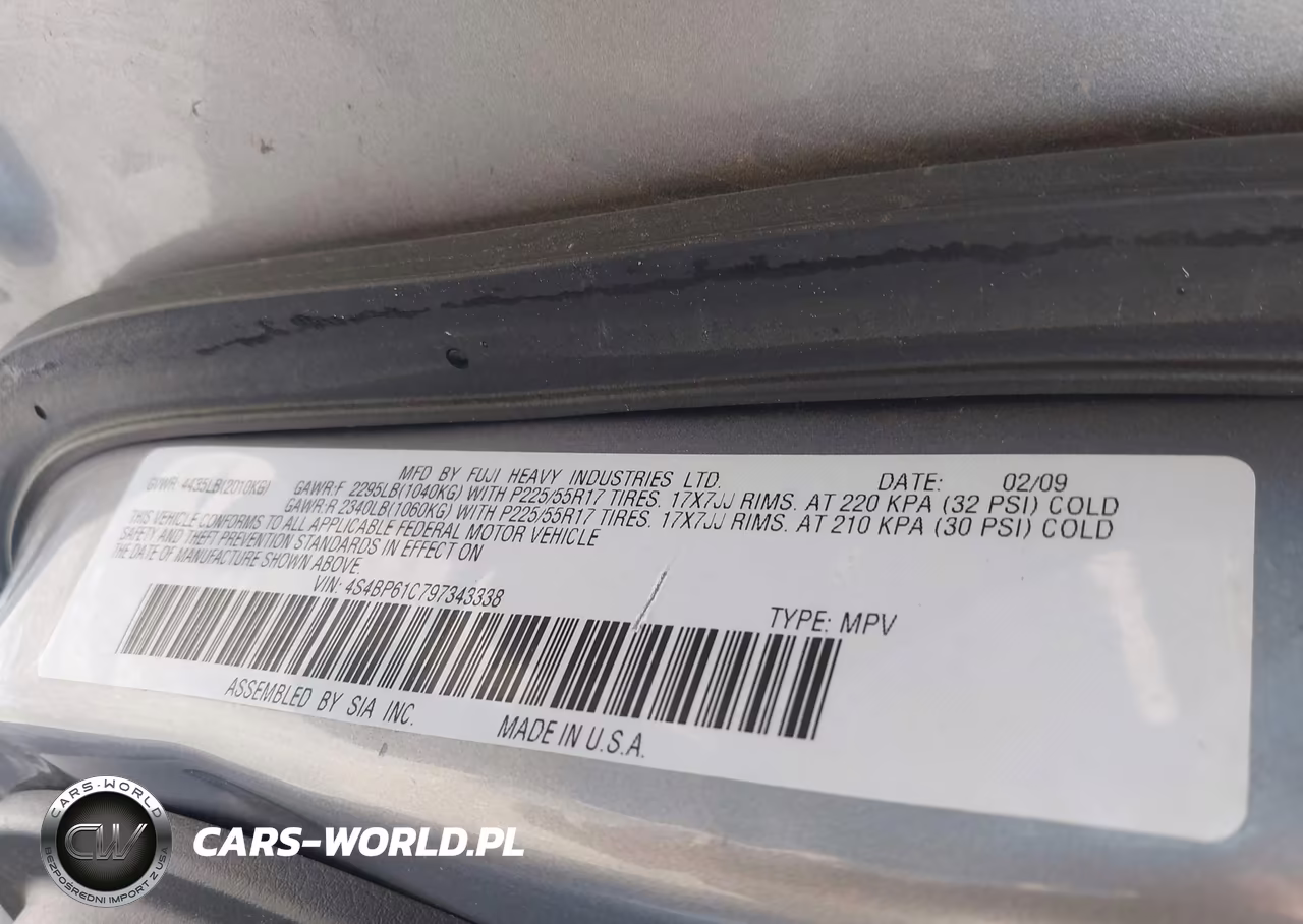 2009 Subaru Outback 2.5I VIN:4S4BP61C797343338 - 9