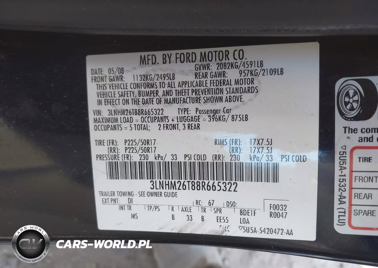 2008 Lincoln Mkz VIN:3LNHM26T88R665322 - 9