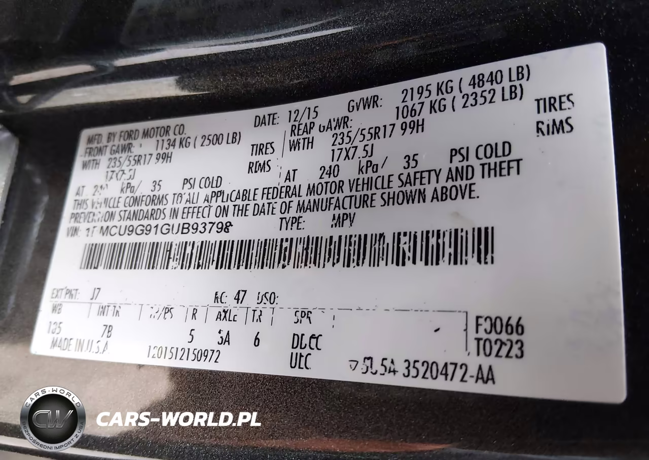 2016 Ford Escape Se VIN:1FMCU9G91GUB93798 - 9