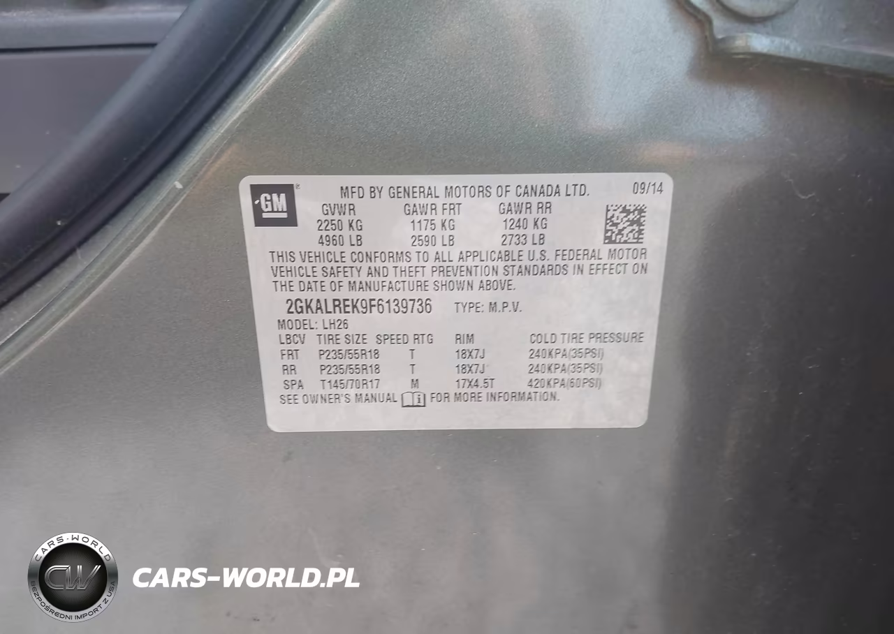 2015 GMC Terrain Sle-2 VIN:2GKALREK9F6139736 - 9