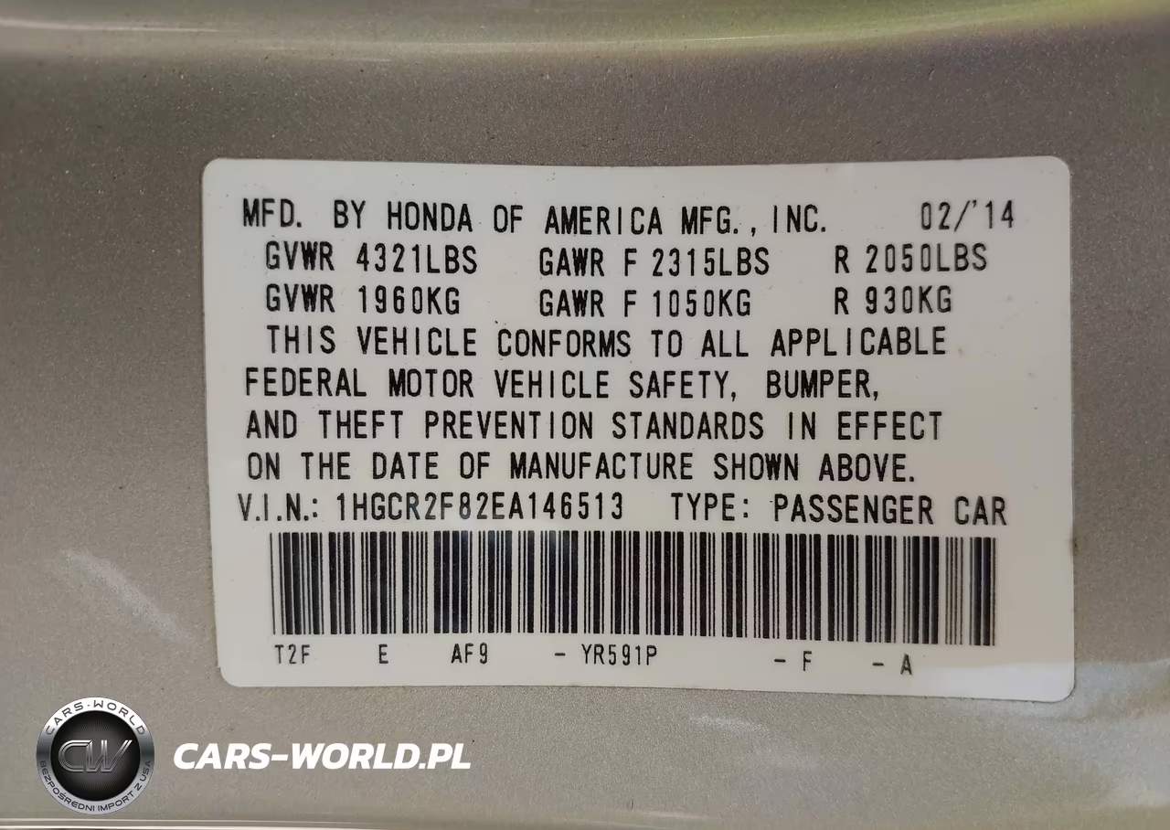2014 Honda Accord Ex-L VIN:1HGCR2F82EA146513 - 9