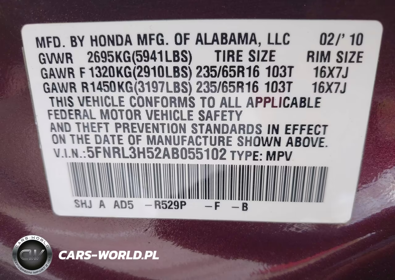 2010 Honda Odyssey Ex VIN:5FNRL3H52AB055102 - 9