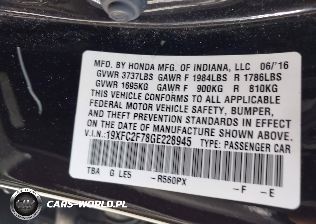 2016 Honda Civic Ex VIN:19XFC2F78GE228945 - 9