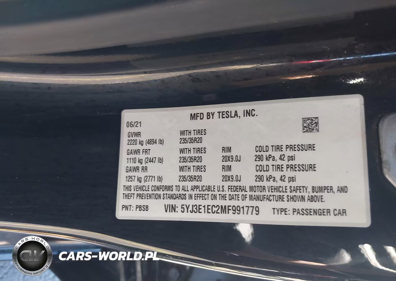 2021 Tesla Model 3 Performance Dual Motor All-Wheel Drive VIN:5YJ3E1EC2MF991779 - 9