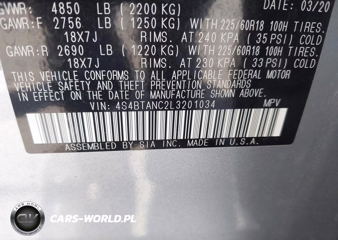 2020 Subaru Outback Limited VIN:4S4BTANC2L3201034 - 9