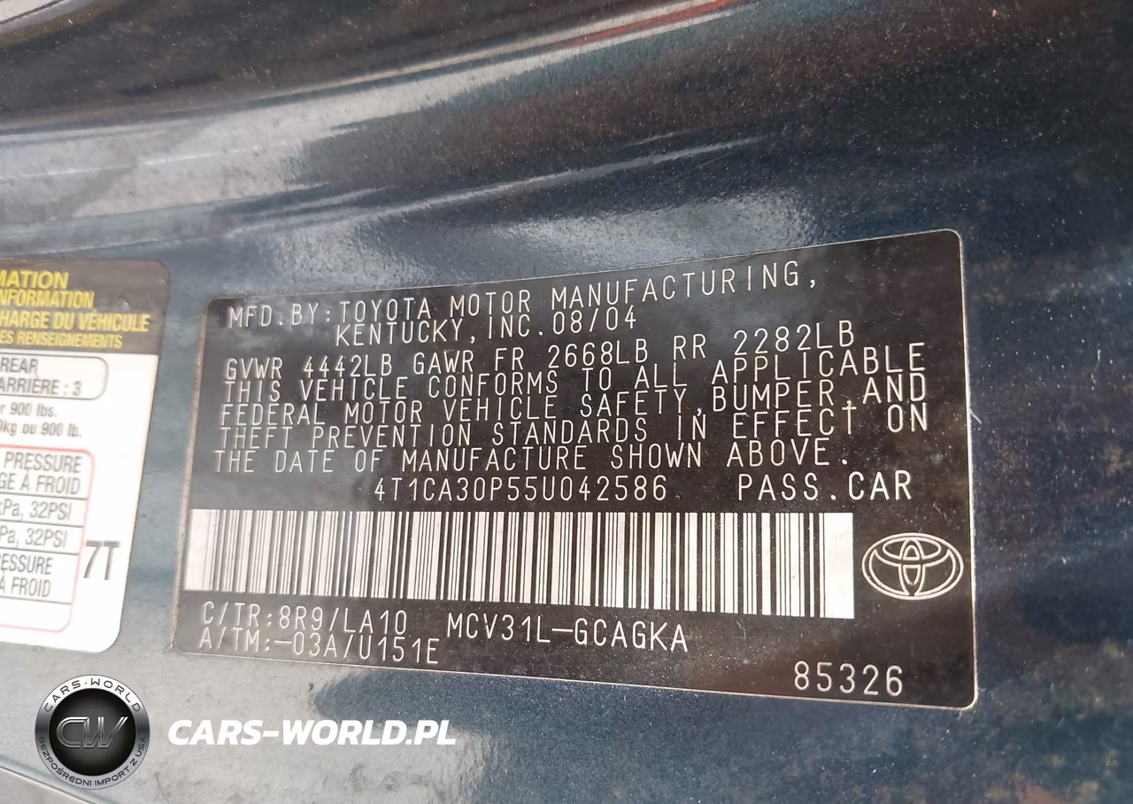 2005 Toyota Camry Solara Se-Sle VIN:4T1CA30P55U042586 - 9