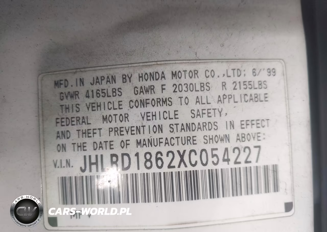 1999 Honda Cr-V Ex VIN:JHLRD1862XC054227 - 9