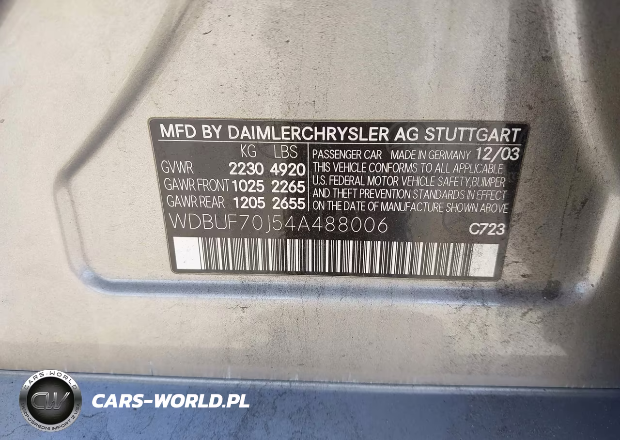 2004 Mercedes-Benz E 500 VIN:WDBUF70J54A488006 - 9