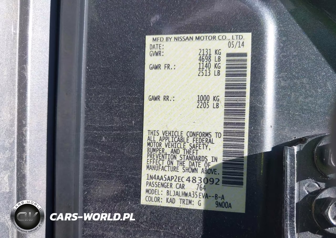 2014 Nissan Maxima 3.5 Sv VIN:1N4AA5AP2EC483092 - 9