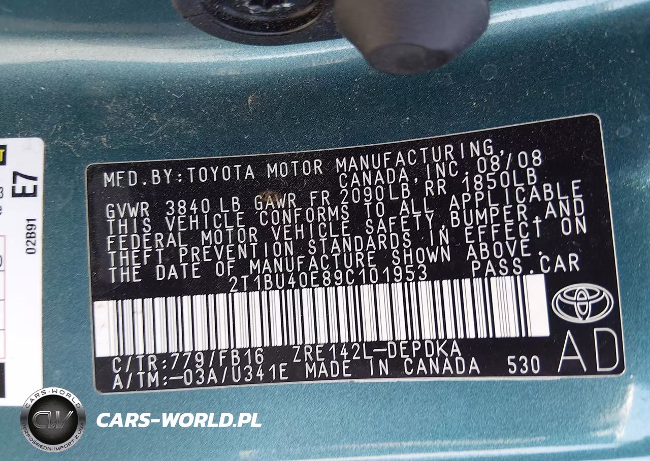 2009 Toyota Corolla Le VIN:2T1BU40E89C101953 - 9