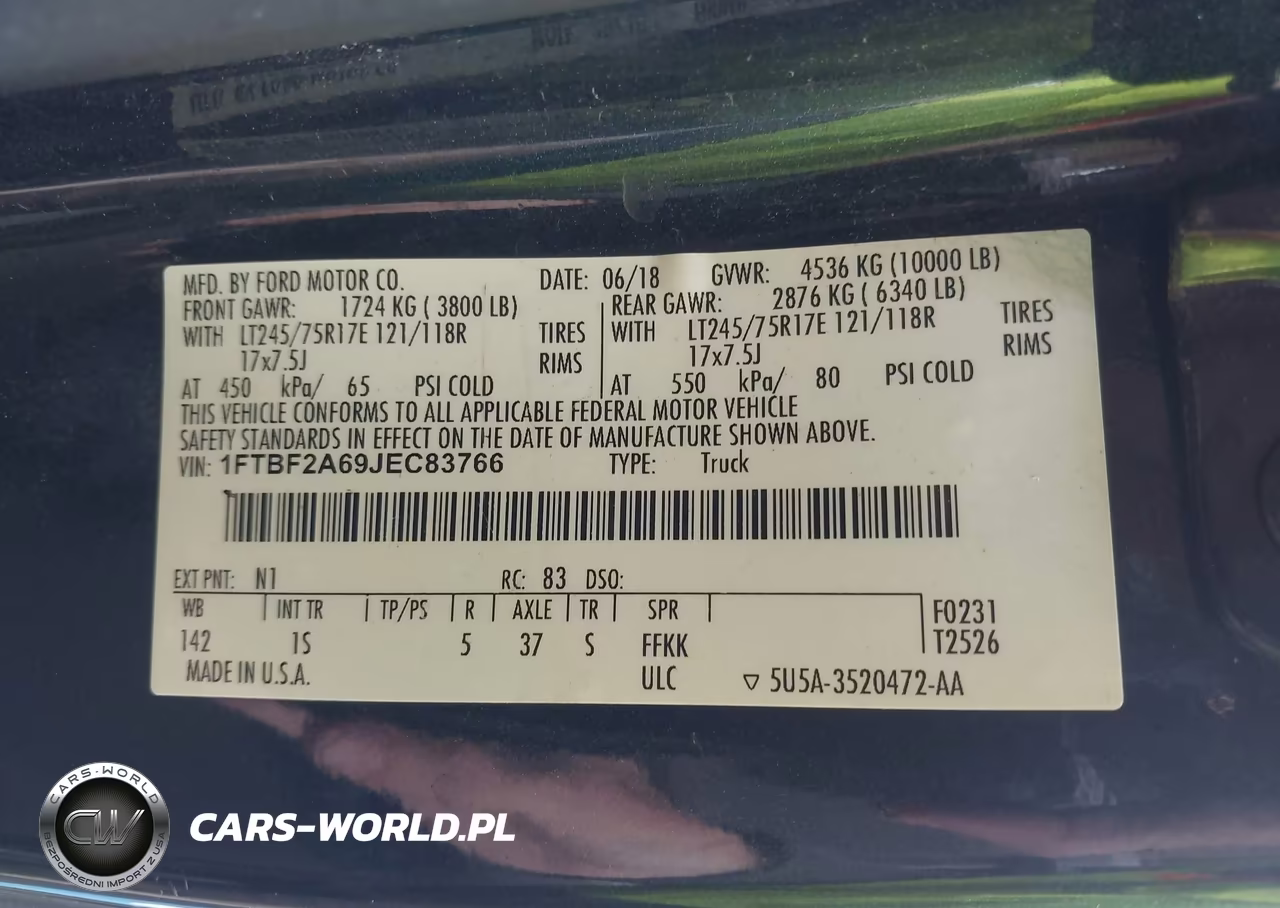 2018 Ford F-250 Xl VIN:1FTBF2A69JEC83766 - 9