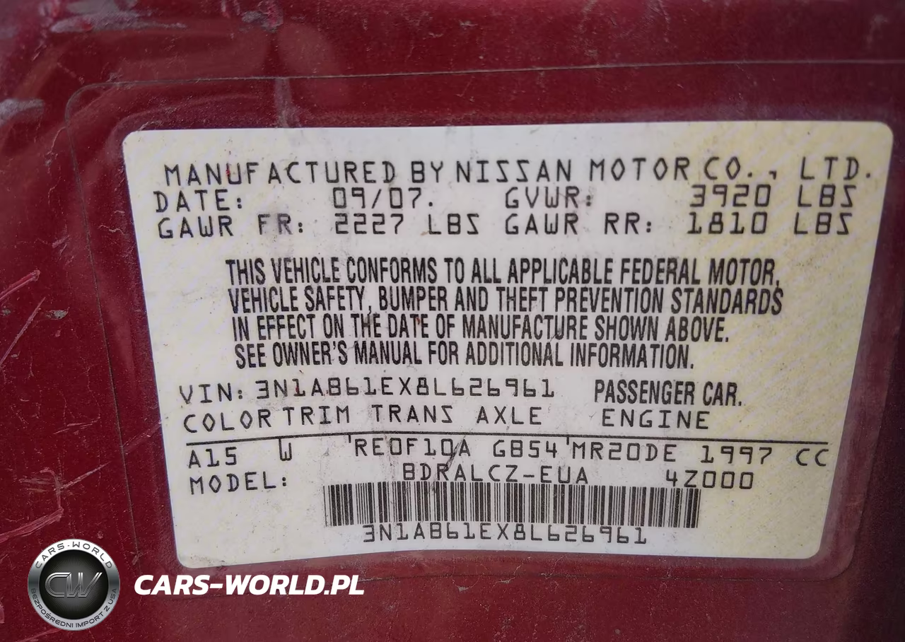 2008 Nissan Sentra 2.0 VIN:3N1AB61EX8L626961 - 9