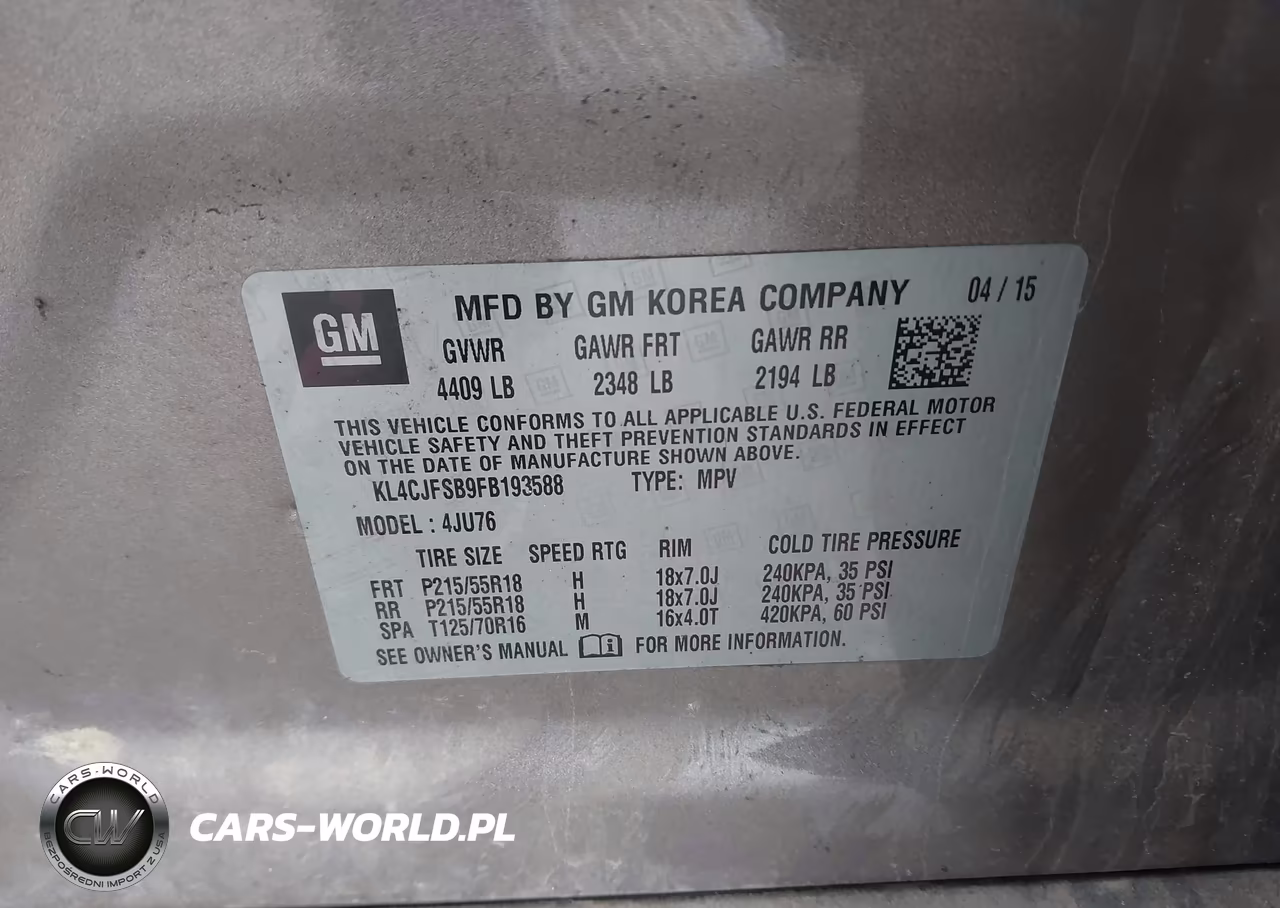 2015 Buick Encore Convenience VIN:KL4CJFSB9FB193588 - 9