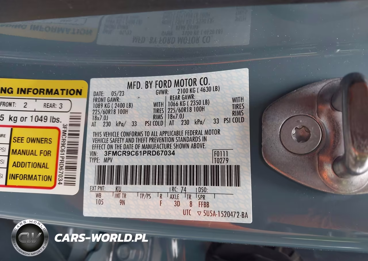 2023 Ford Bronco Sport Outer Banks VIN:3FMCR9C61PRD67034 - 9