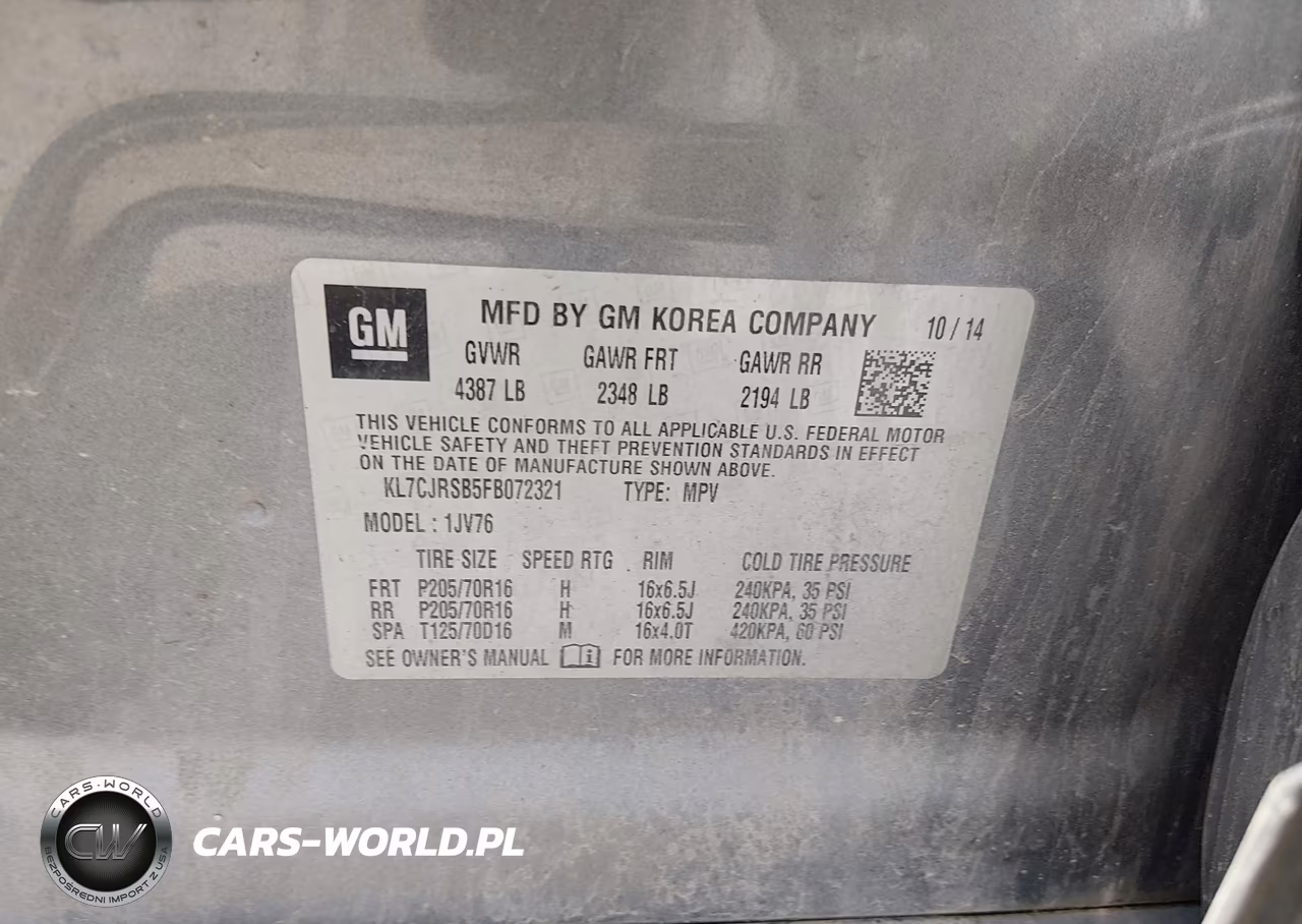 2015 Chevrolet Trax Lt VIN:KL7CJRSB5FB072321 - 9