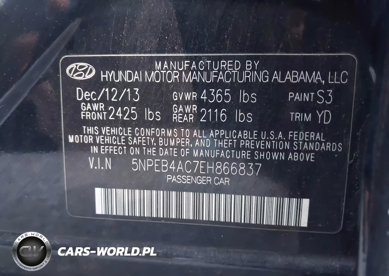 2014 Hyundai Sonata Gls VIN:5NPEB4AC7EH866837 - 9