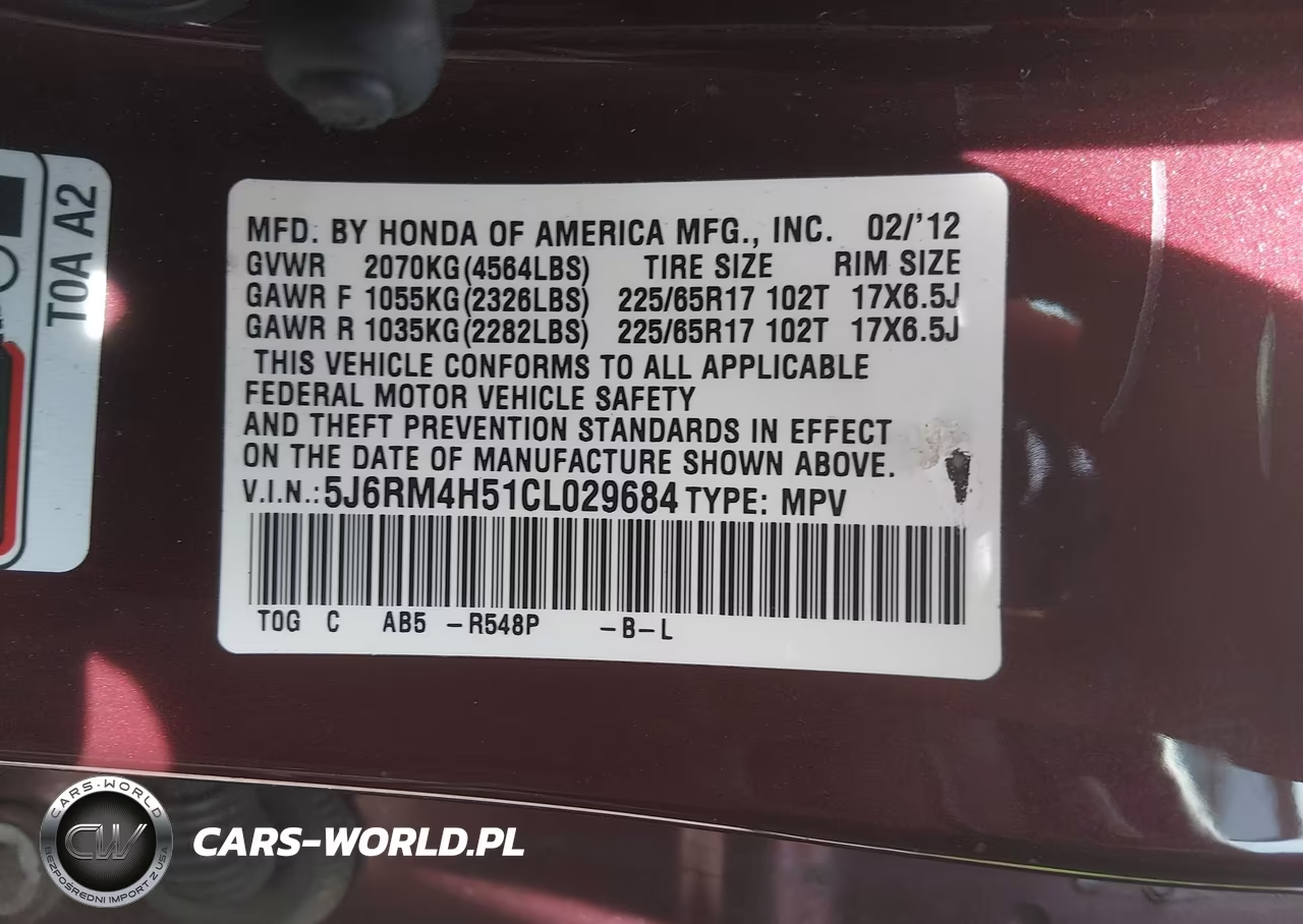 2012 Honda Cr-V Ex VIN:5J6RM4H51CL029684 - 9