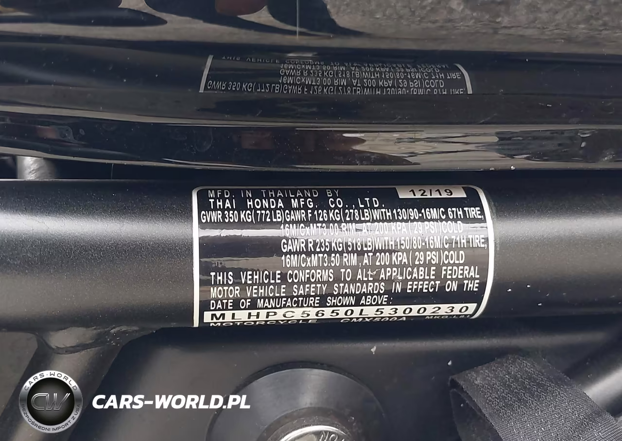 2020 Honda Cmx500 A VIN:MLHPC5650L5300230 - 10