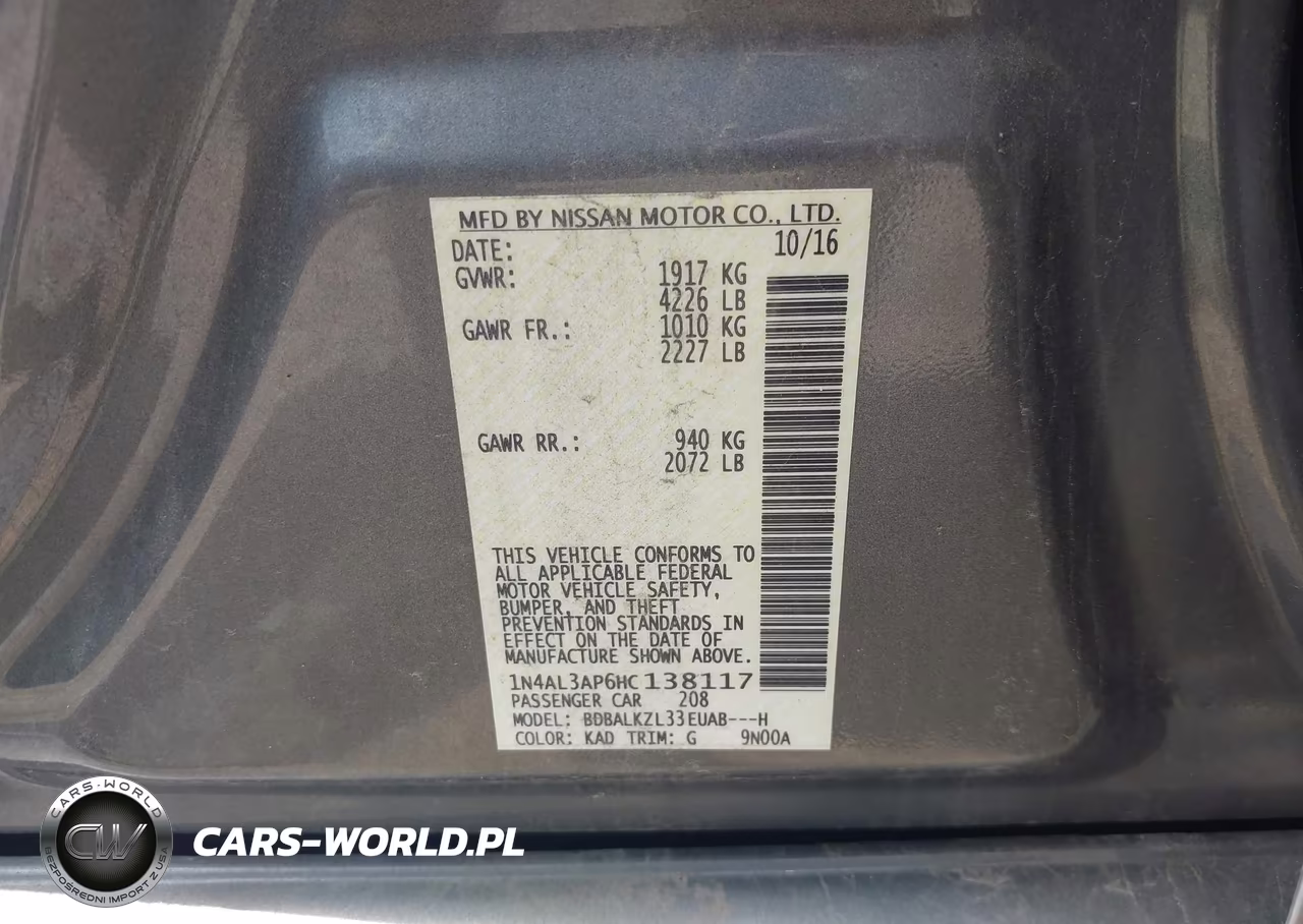 2017 Nissan Altima 2.5 Sv VIN:1N4AL3AP6HC138117 - 9