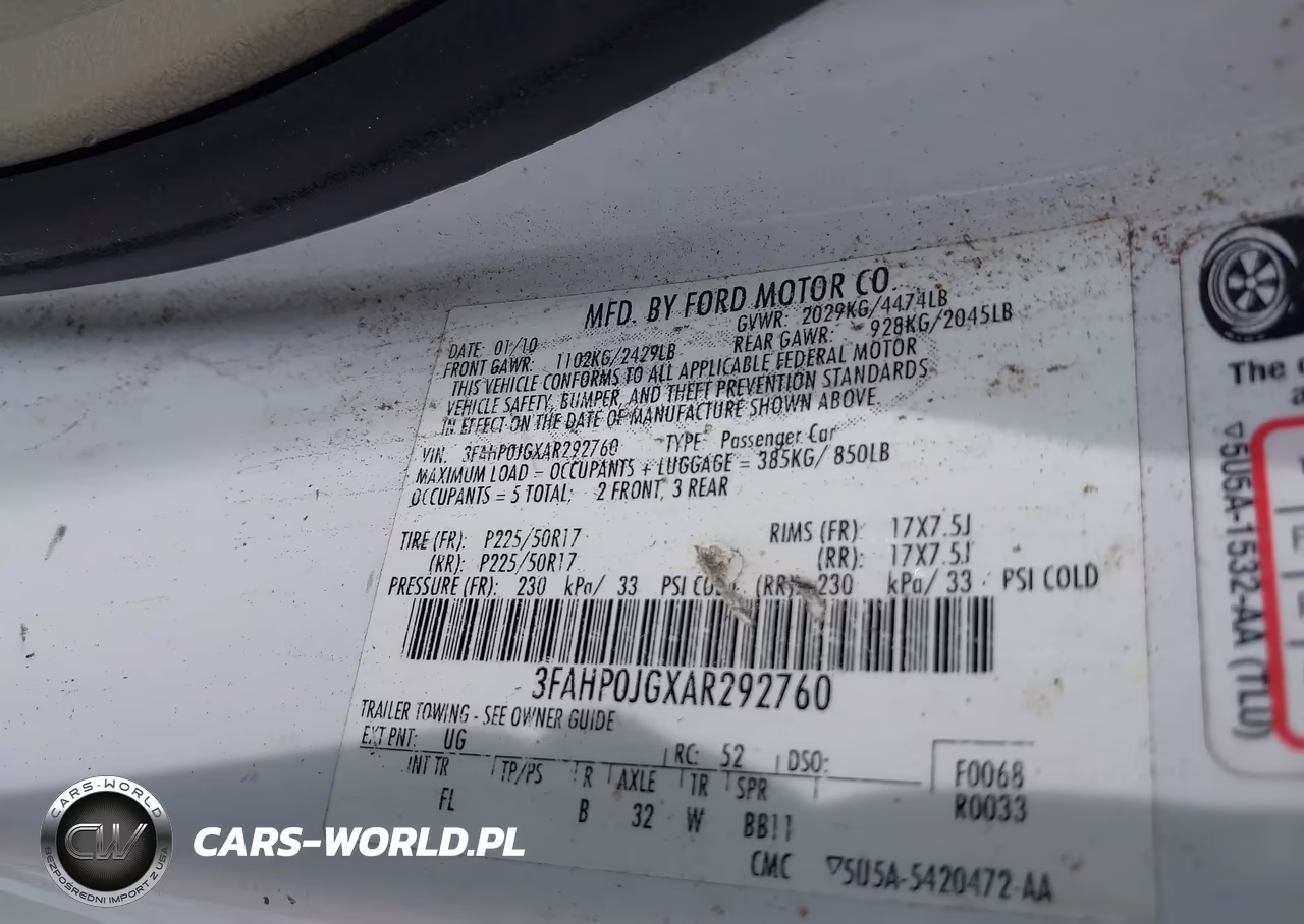 2010 Ford Fusion Sel VIN:3FAHP0JGXAR292760 - 9