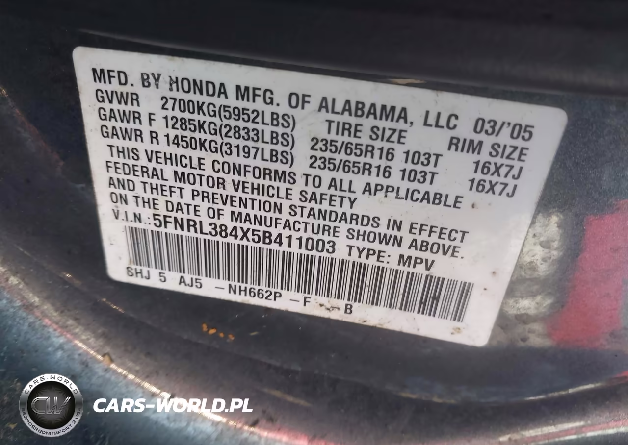 2005 Honda Odyssey Ex VIN:5FNRL384X5B411003 - 9