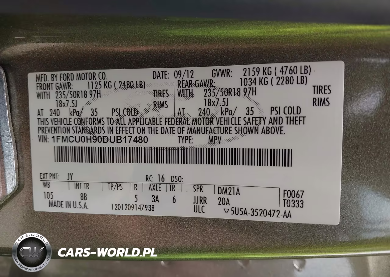 2013 Ford Escape Sel VIN:1FMCU0H90DUB17480 - 9