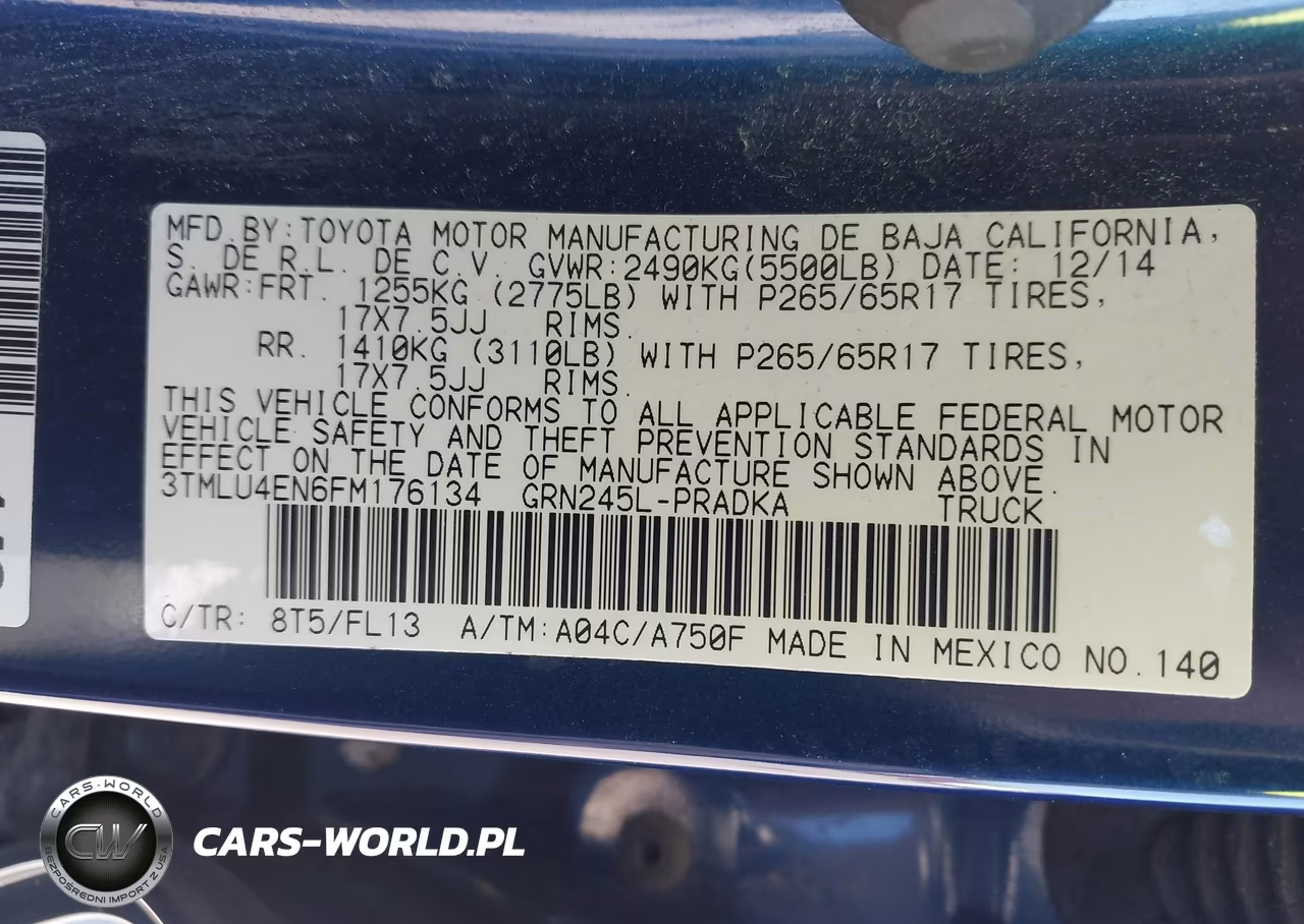 2015 Toyota Tacoma Base V6 VIN:3TMLU4EN6FM176134 - 9