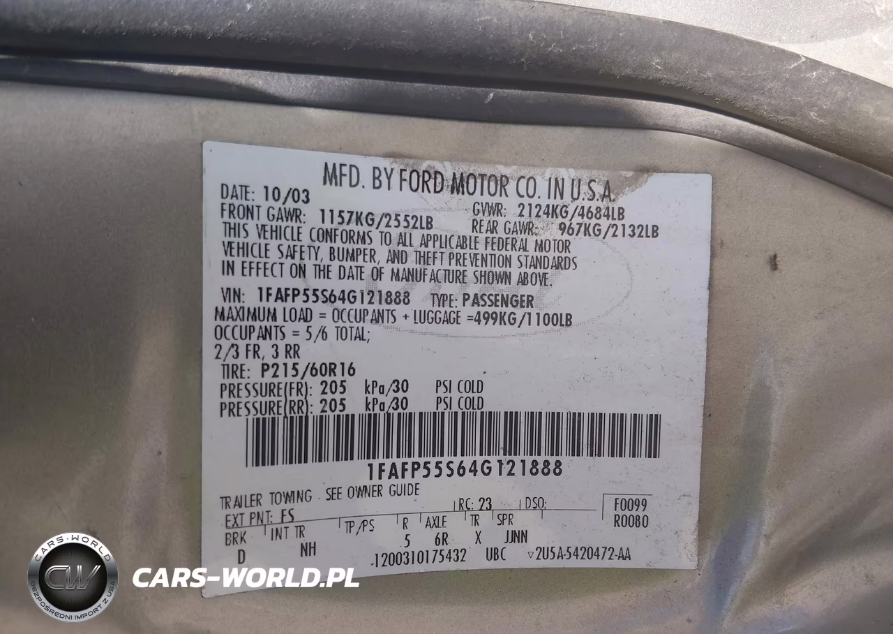 2004 Ford Taurus Ses VIN:1FAFP55S64G121888 - 9