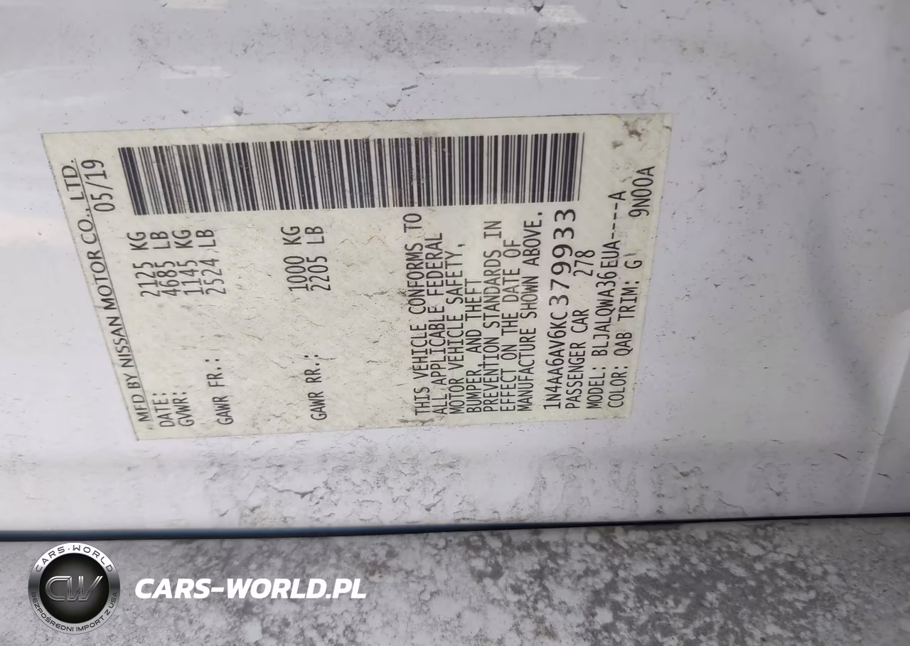 2019 Nissan Maxima 3.5 S VIN:1N4AA6AV6KC379933 - 9