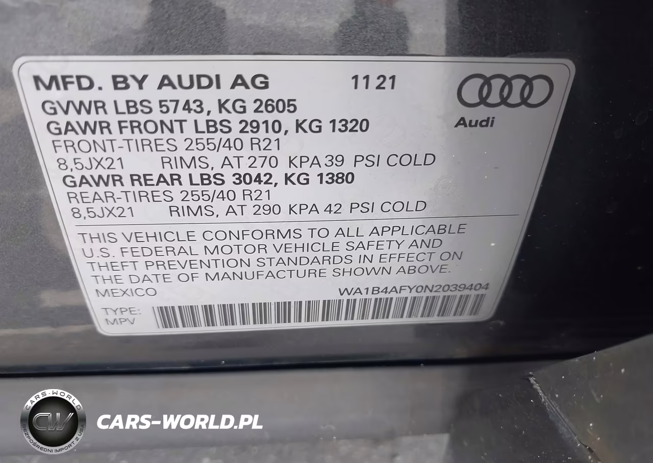2022 Audi Sq5 Premium Plus Tfsi Quattro Tiptronic VIN:WA1B4AFY0N2039404 - 9