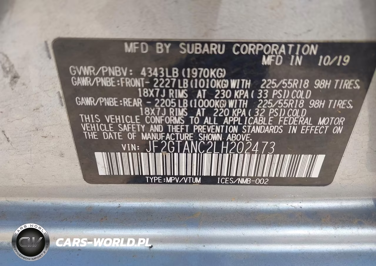 2020 Subaru Crosstrek Limited VIN:JF2GTANC2LH202473 - 9