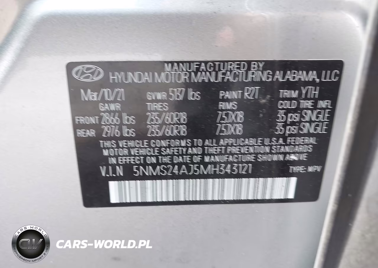 2021 Hyundai Santa Fe Sel VIN:5NMS24AJ5MH343121 - 9