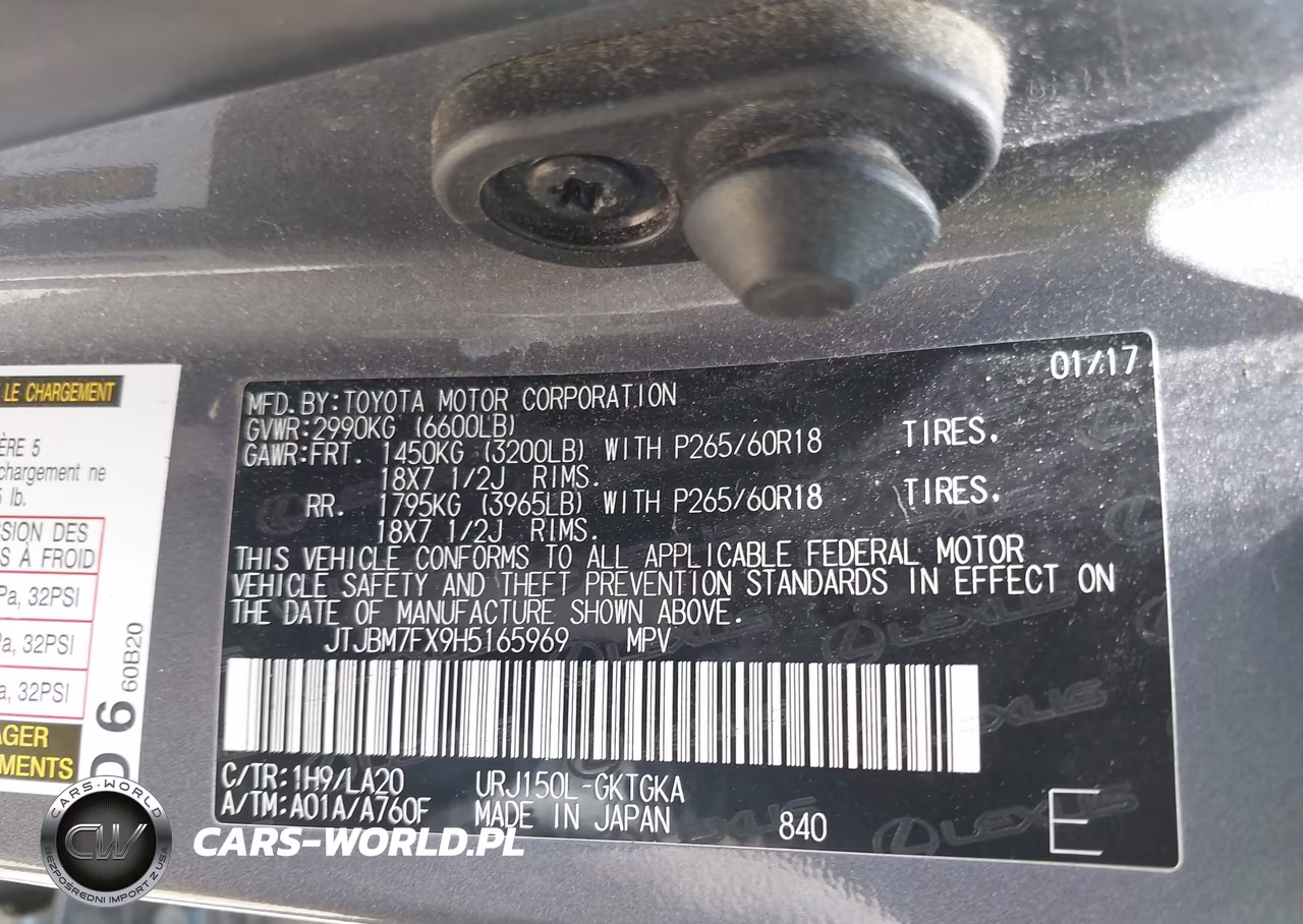 2017 Lexus Gx 460 VIN:JTJBM7FX9H5165969 - 9
