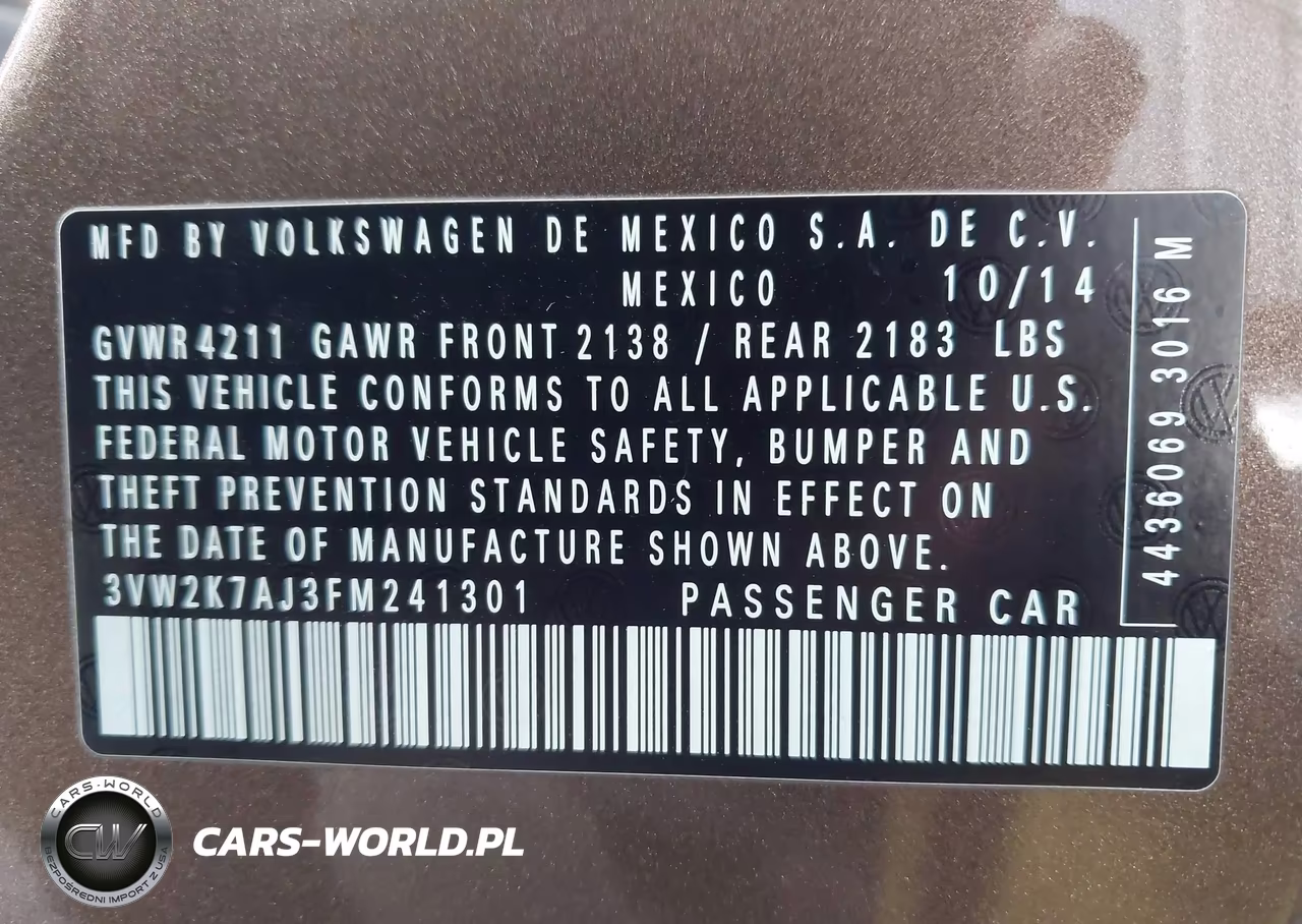 2015 Volkswagen Jetta 2.0L S VIN:3VW2K7AJ3FM241301 - 9