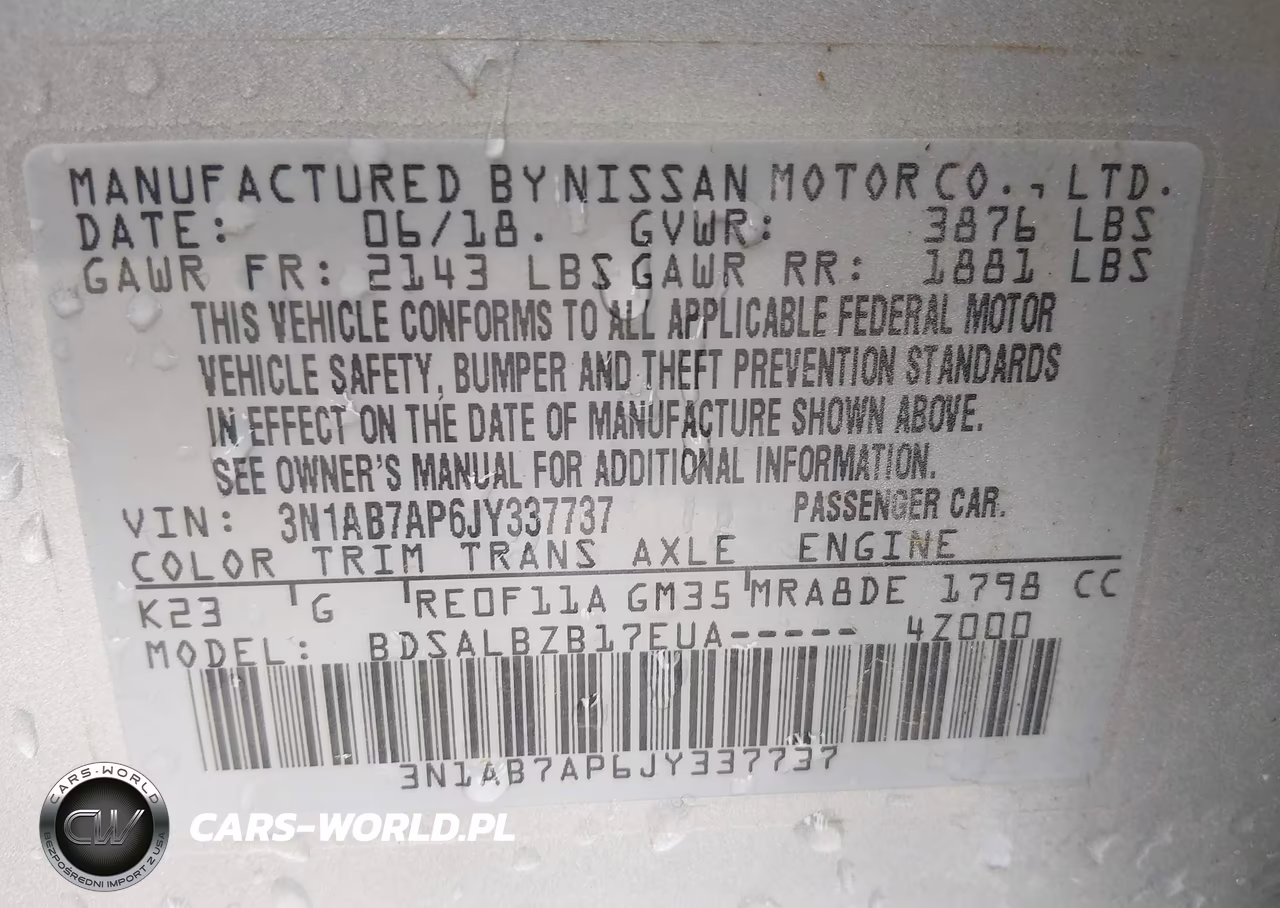 2018 Nissan Sentra S VIN:3N1AB7AP6JY337737 - 9