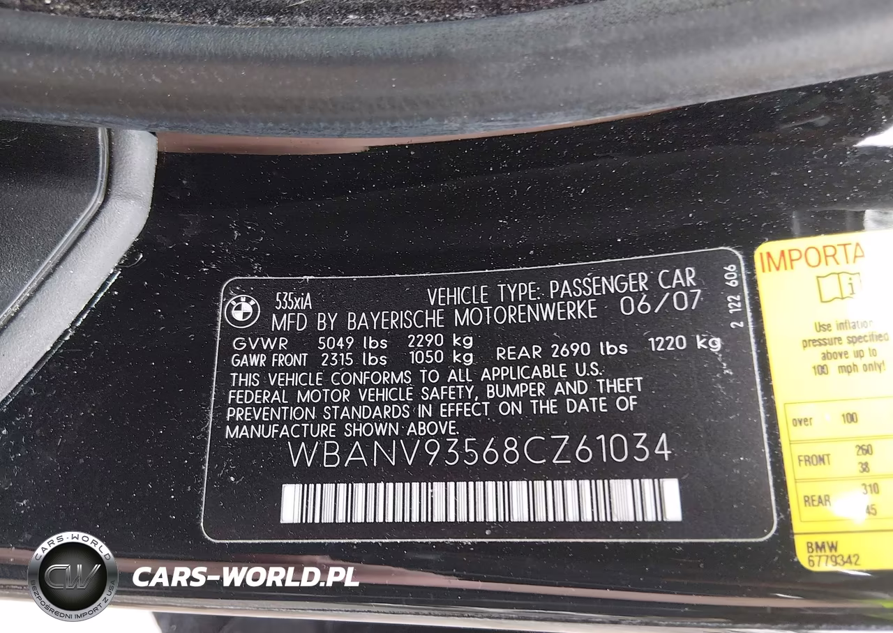 2008 BMW 535Xi VIN:WBANV93568CZ61034 - 9