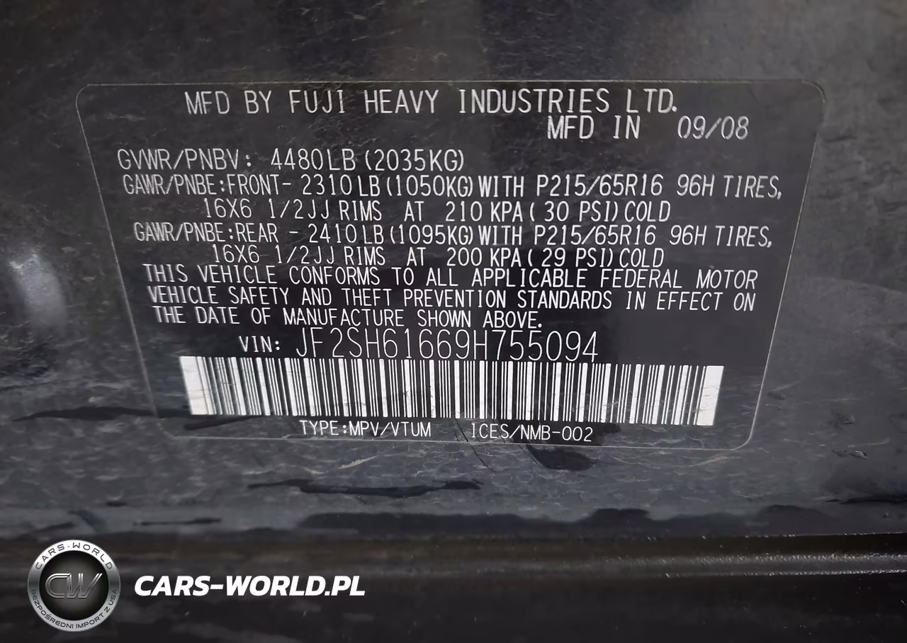 2009 Subaru Forester 2.5X VIN:JF2SH61669H755094 - 9