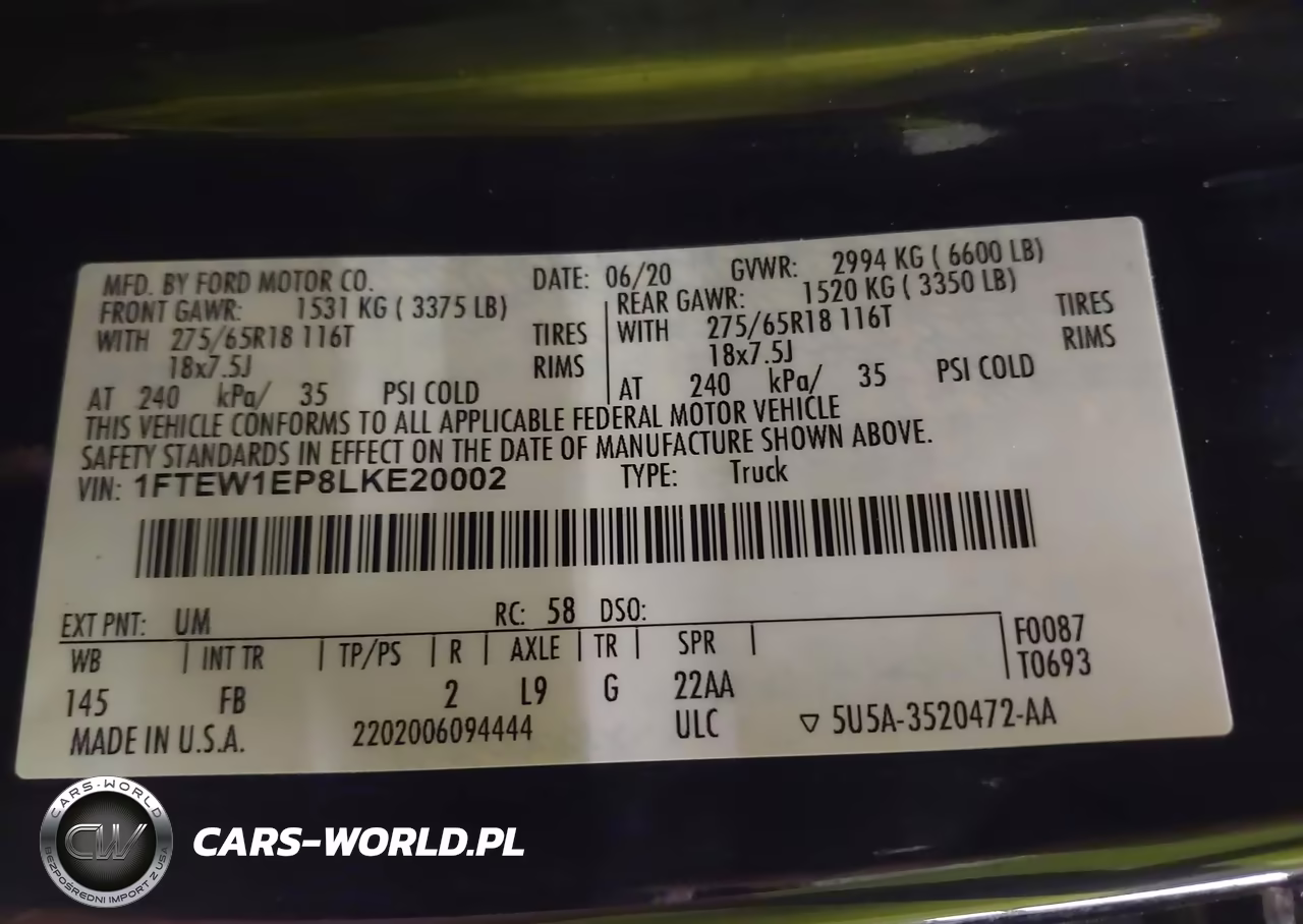 2020 Ford F-150 Xlt VIN:1FTEW1EP8LKE20002 - 9