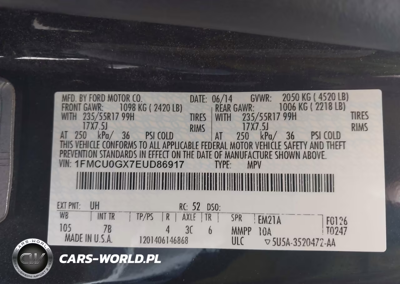 2014 Ford Escape Se VIN:1FMCU0GX7EUD86917 - 9