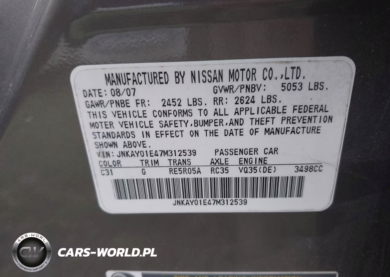2007 Infiniti M35 VIN:JNKAY01E47M312539 - 9