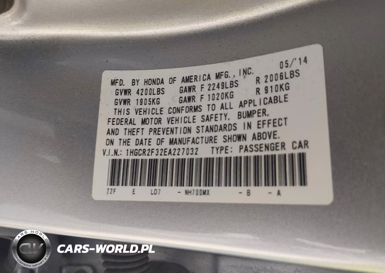 2014 Honda Accord Lx VIN:1HGCR2F32EA227032 - 9