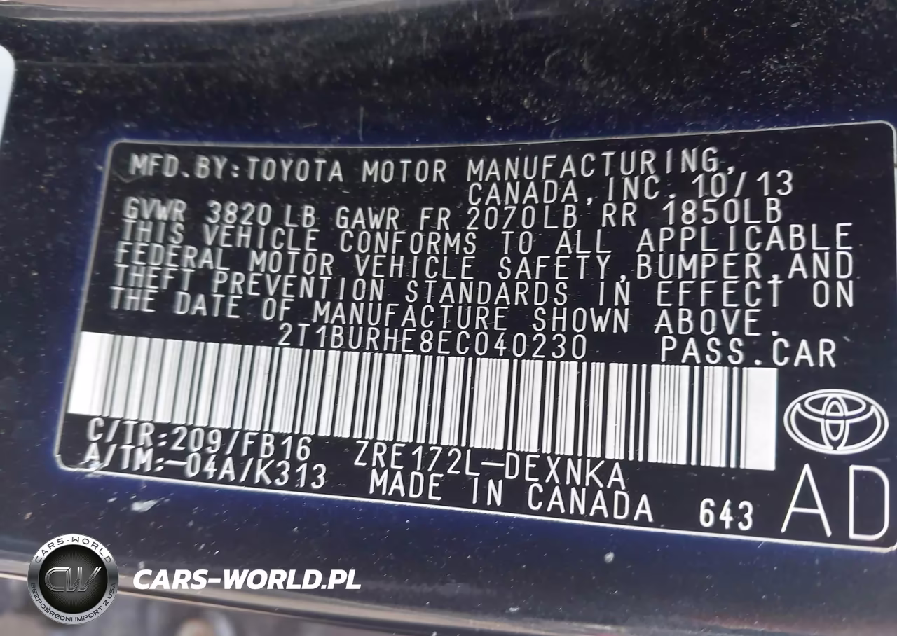 2014 Toyota Corolla Le Plus VIN:2T1BURHE8EC040230 - 9