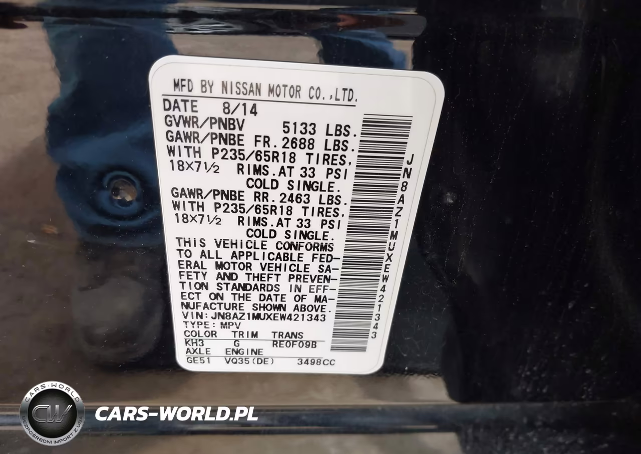 2014 Nissan Murano Sl VIN:JN8AZ1MUXEW421343 - 9