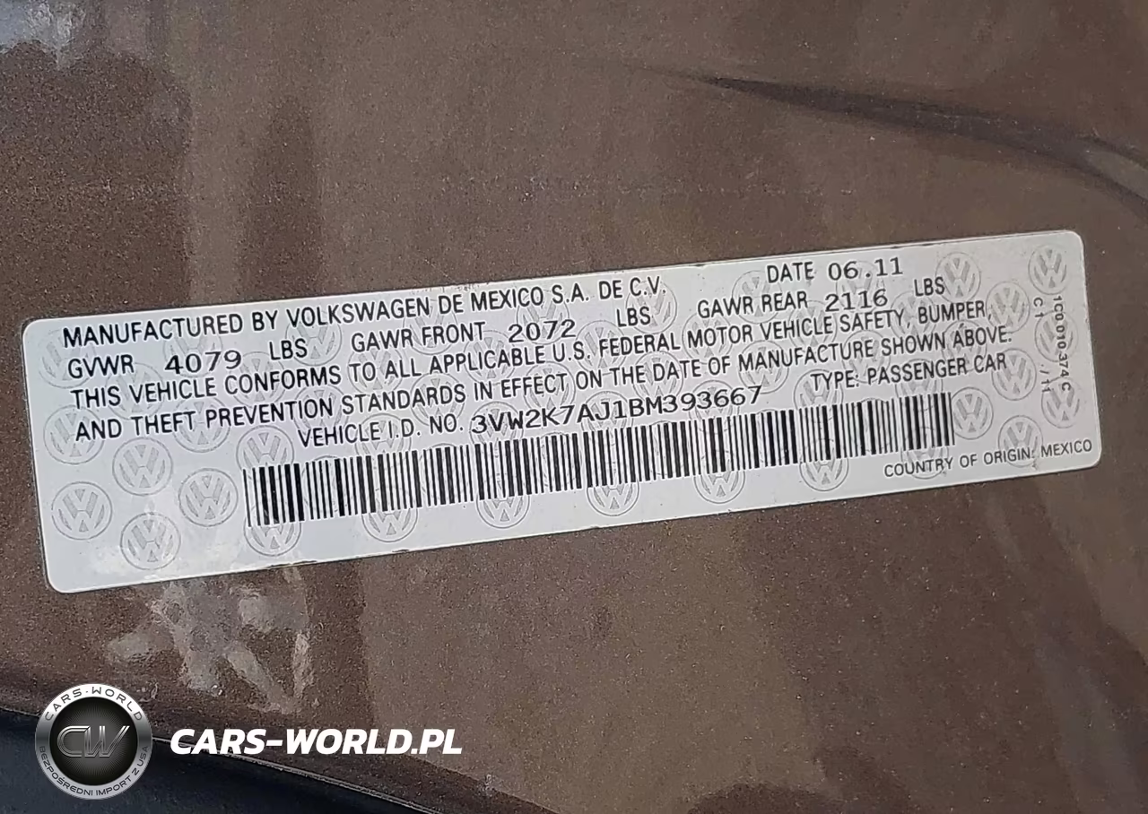 2011 Volkswagen Jetta 2.0L S VIN:3VW2K7AJ1BM393667 - 9