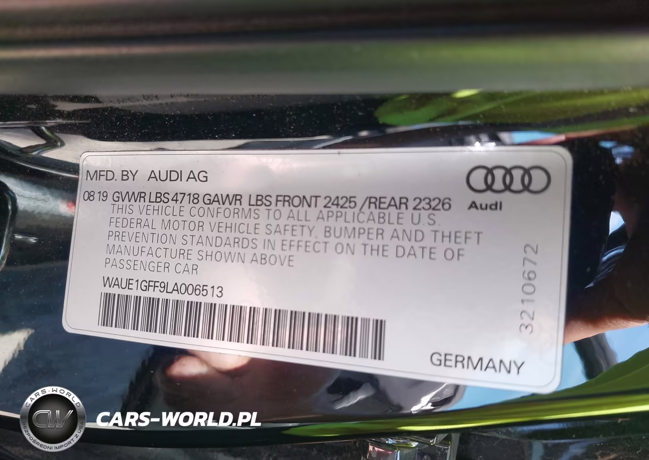 2020 Audi S3 Premium Plus Tfsi Quattro S Tronic VIN:WAUE1GFF9LA006513 - 9