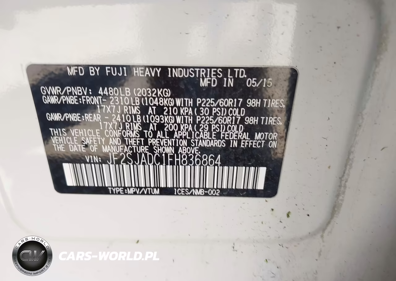 2015 Subaru Forester 2.5I Premium VIN:JF2SJADC1FH836864 - 9