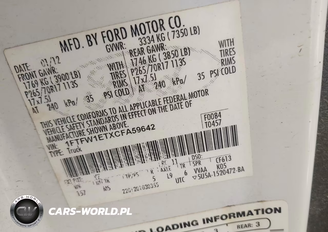 2012 Ford F-150 Xlt VIN:1FTFW1ETXCFA59642 - 9